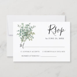 Eucalyptus Grönska Bröllop RSVP OSA Kort