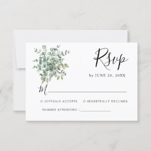 Eucalyptus Grönska Bröllop RSVP OSA Kort