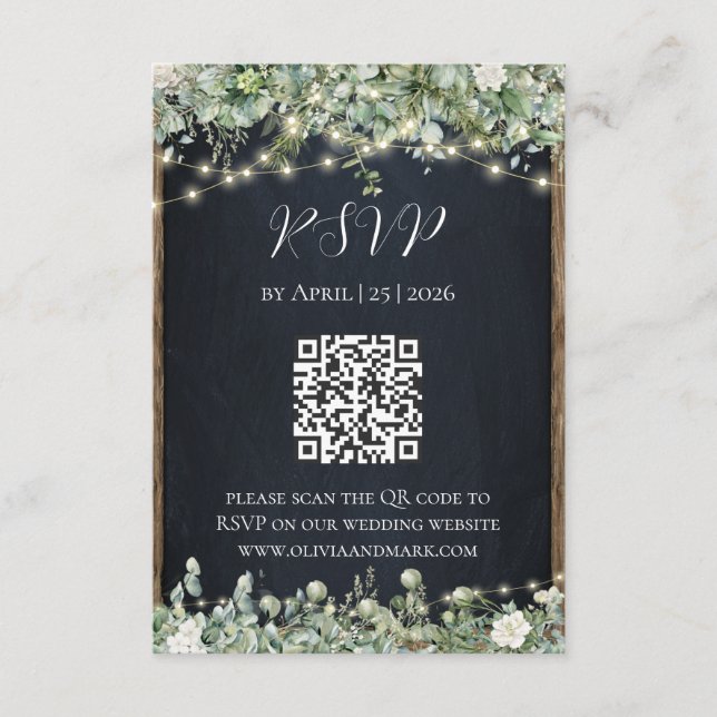 Eucalyptus Grönska RSVP-kort | Rustik Botanisk Tilläggskort (Framsida)