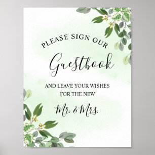 Eucalyptus Grönska Sukkulent Bröllopsgästbok Poster
