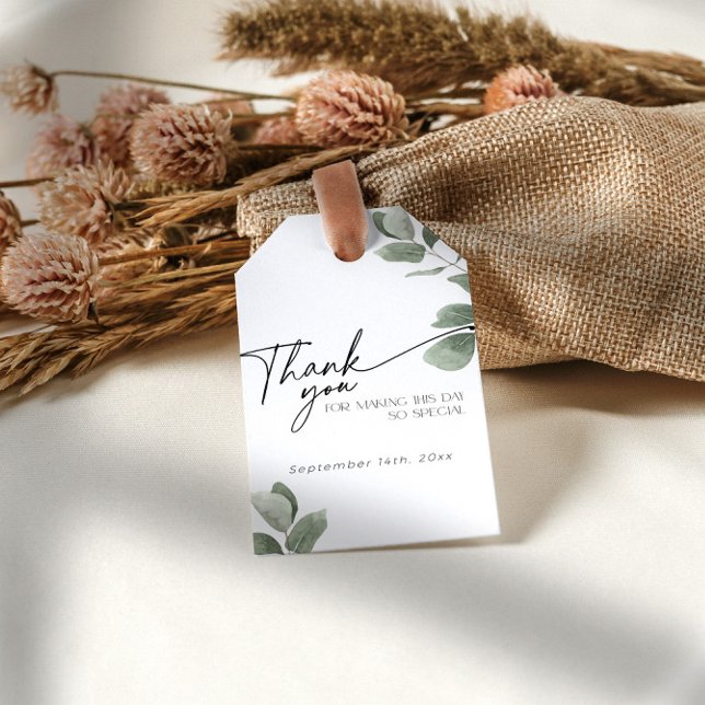 Eucalyptus Grönska Tack Sage Bröllopsdusch Presentetikett (Skapare uppladdad)