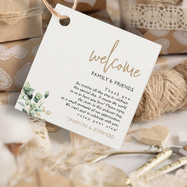 Eucalyptus Grönt Bröllop Välkomstork Bag Basket Gåvor Etiketter