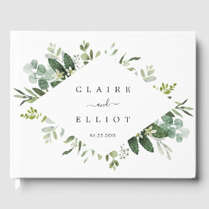 Eucalyptus Grönt Foliage Bröllop Guest Bok