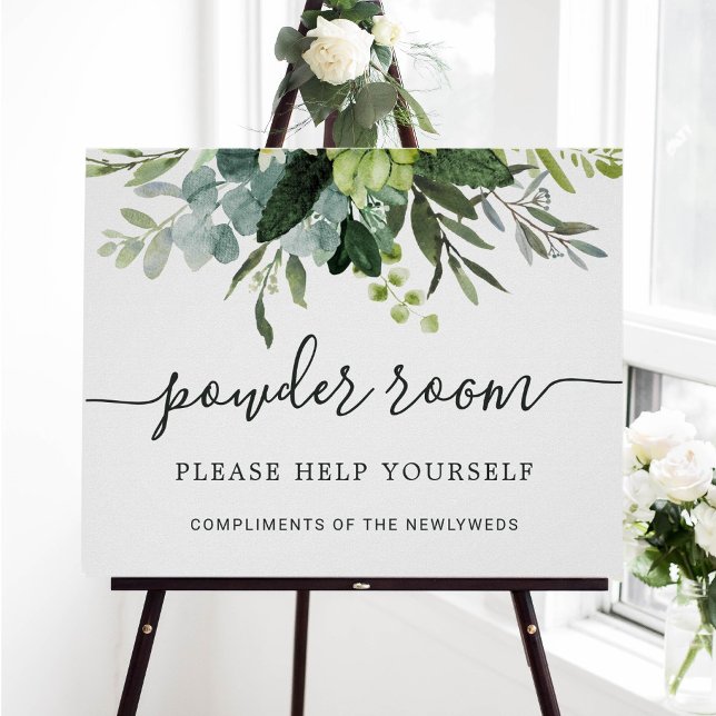 Eucalyptus Grönt Foliage Bröllop Powder Room-tecke Poster (Skapare uppladdad)