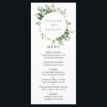 Eucalyptus Grönt Foliage Menu Card Meny<br><div class="desc">Det här menykortet har färgat eukalyptus,  gröntens blad och en cirkel ram. Om du vill ha en mer avancerad anpassning av den här designen klickar du på länken Anpassa ytterligare. Matchande objekt är också tillgängliga.</div>