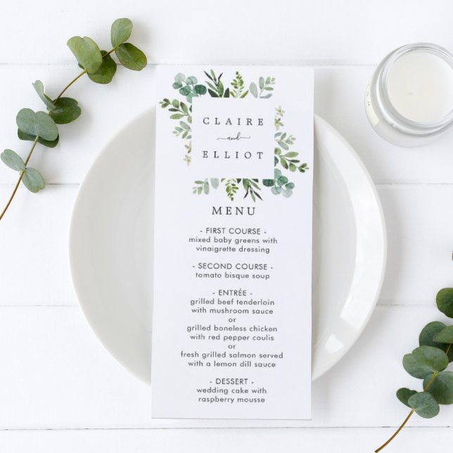 Eucalyptus Grönt Foliage Menu Card Meny (Skapare uppladdad)