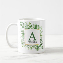 Eucalyptus Grönt Foliage Monogrammed Mugg