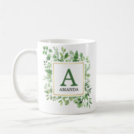 Eucalyptus Grönt Foliage Monogrammed Mugg