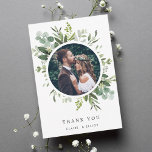 Eucalyptus Grönt Foliage Photo - tackkort Tack Kort<br><div class="desc">Det här fototacket som du använder har färgat eucalyptus,  grönt löv med en cirkel ram.Det här är perfekt för bröllop,  studenten,  årsdagar och liknande händelser.</div>