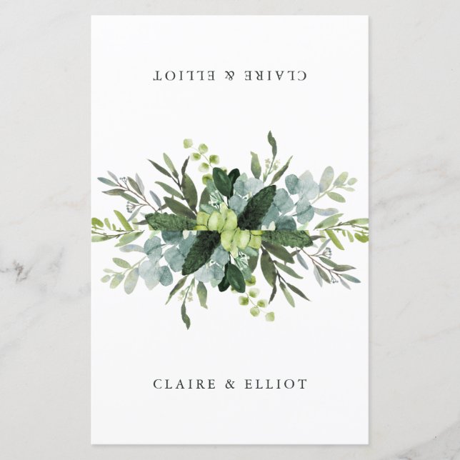 Eucalyptus Grönt Foliage PlaceCard för par (Framsida)