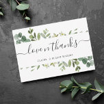 Eucalyptus Grönt Foliage - tack för ditt kort<br><div class="desc">Tack vare det här kortet kan du använda färgade vattenfärgseukalyptus,  grönt löv och modern kalligrafi. Om du vill ha en mer avancerad anpassning av den här designen klickar du på länken Anpassa ytterligare. Matchande objekt är också tillgängliga.</div>
