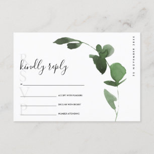 EUCALYPTUS GRÖNT FOLIAGE WATERCOLOR BRÖLLOP OSA TILLÄGGSKORT