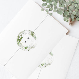 Eucalyptus Grönt för andningsinandning Monogram Br Runt Klistermärke