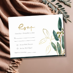 EUCALYPTUS GRÖNT GOLD FOIL FOLIAGE BRÖLLOP OSA TILLÄGGSKORT