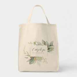 Eucalyptus Grönt Guld Monogrammed Bridesmaid Tygkasse