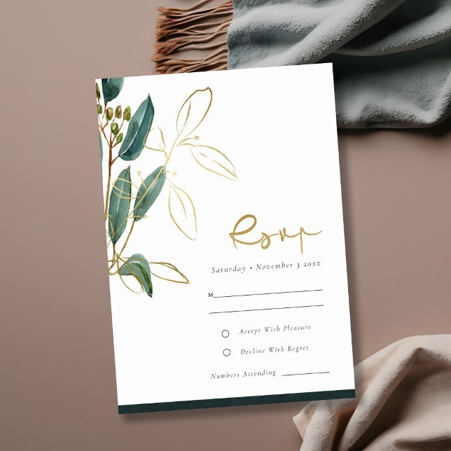Eucalyptus Grönt Gulfenad Bröllop OSA Tilläggskort (Skapare uppladdad)