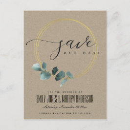 EUCALYPTUS GRÖNT KRAFT FAUNA WREATH SPARA DATUM MEDDELANDE VYKORT