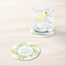 Eucalyptus grönt löv vattenfärgen personligt bröll underlägg papper rund