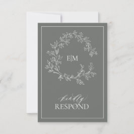Eucalyptus Grönt Monogram Bröllop OSA Card