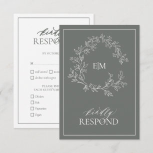 Eucalyptus Grönt Monogram Bröllop OSA Card