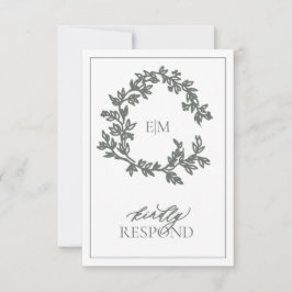 Eucalyptus Grönt Monogram Bröllop OSA Card
