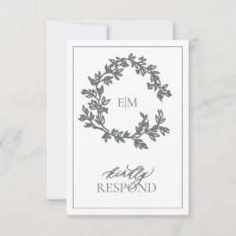 Eucalyptus Grönt Monogram Bröllop OSA Card Kort