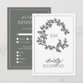 Eucalyptus Grönt Monogram Bröllop OSA Card Kort