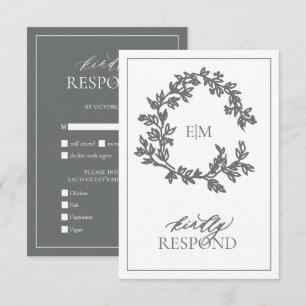 Eucalyptus Grönt Monogram Bröllop OSA Card Kort