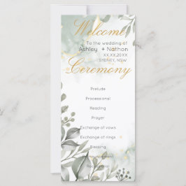 Eucalyptus grönt och guld vattenfärgen Bröllop