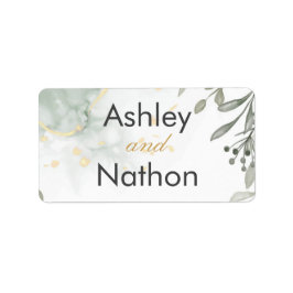 Eucalyptus grönt och guld vattenfärgen Bröllop Adressetikett