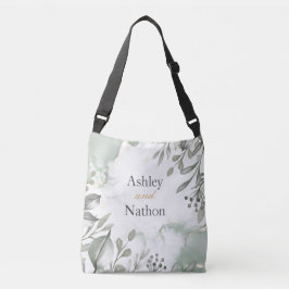 Eucalyptus grönt och guld vattenfärgen Bröllop Axelväska