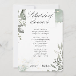 Eucalyptus grönt och guld vattenfärgen Bröllop Inbjudningar