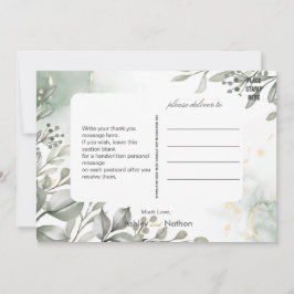 Eucalyptus grönt och guld vattenfärgen Bröllop Inbjudningar