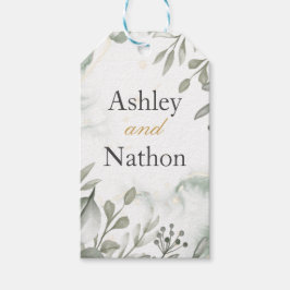 Eucalyptus grönt och guld vattenfärgen Bröllop Presentetikett