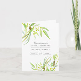 Eucalyptus grönt och karta bröllop inhägnad inbjudan