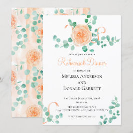 Eucalyptus Grönt Persikofärgad Blommigt Rehearsal  Inbjudningar