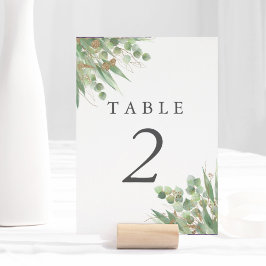 Eucalyptus Grönt Vattenfärg & Guld Bordsnummer