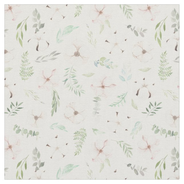 Eucalyptus Gröntar och blommor Sömlösa Mönster Tyg (Närbild)