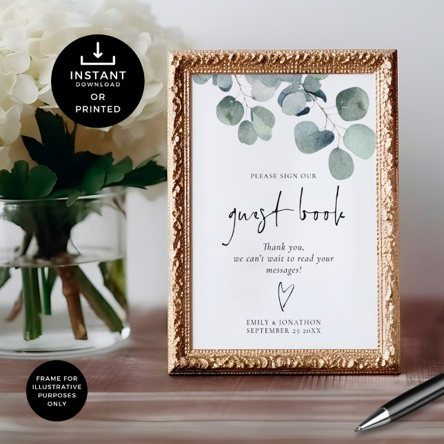 Eucalyptus Guest Bok Printable Bröllop Poster (Skapare uppladdad)