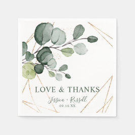 Eucalyptus Guld Abstrakt Kärlek och Tack Pappert Pappersservett