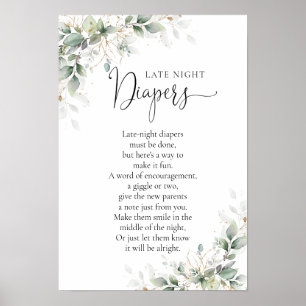 Eucalyptus Guld Baby Shower Poster