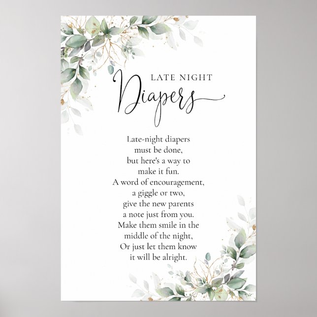 Eucalyptus Guld Baby Shower Poster (Framsidan)