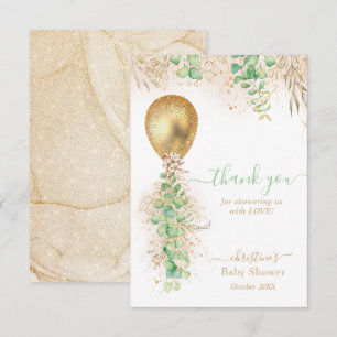 Eucalyptus Guld Ballong Baby Shower Tacksamhetskor Tack Kort