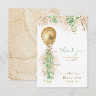 Eucalyptus Guld Ballong Baby Shower Tacksamhetskor Tack Kort