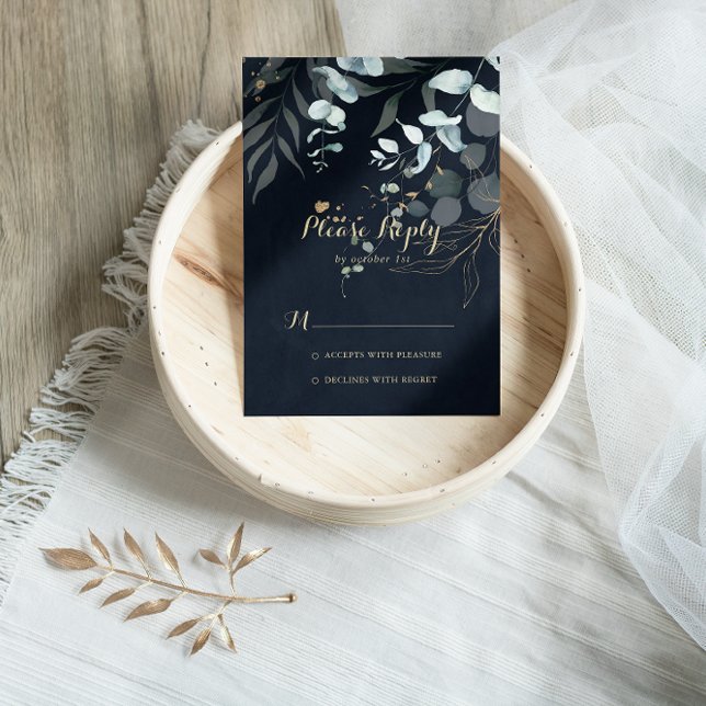 Eucalyptus Guld Blommigt Calligraphy Blue OSA (Skapare uppladdad)