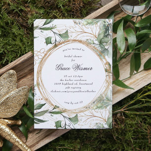 Eucalyptus Guld Boho Circles Pampas Möhippa Inbjudningar