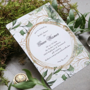 Eucalyptus Guld Boho Circles Pampas Möhippa Inbjudningar