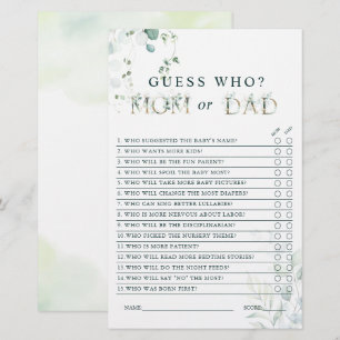 Eucalyptus Guld Brev Mamma eller Pappa Baby Shower