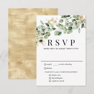 Eucalyptus Guld Bröllop OSA Card, måltider Kort
