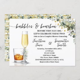 Eucalyptus Guld Bubbles & Bourbon Par Shower Inbjudningar